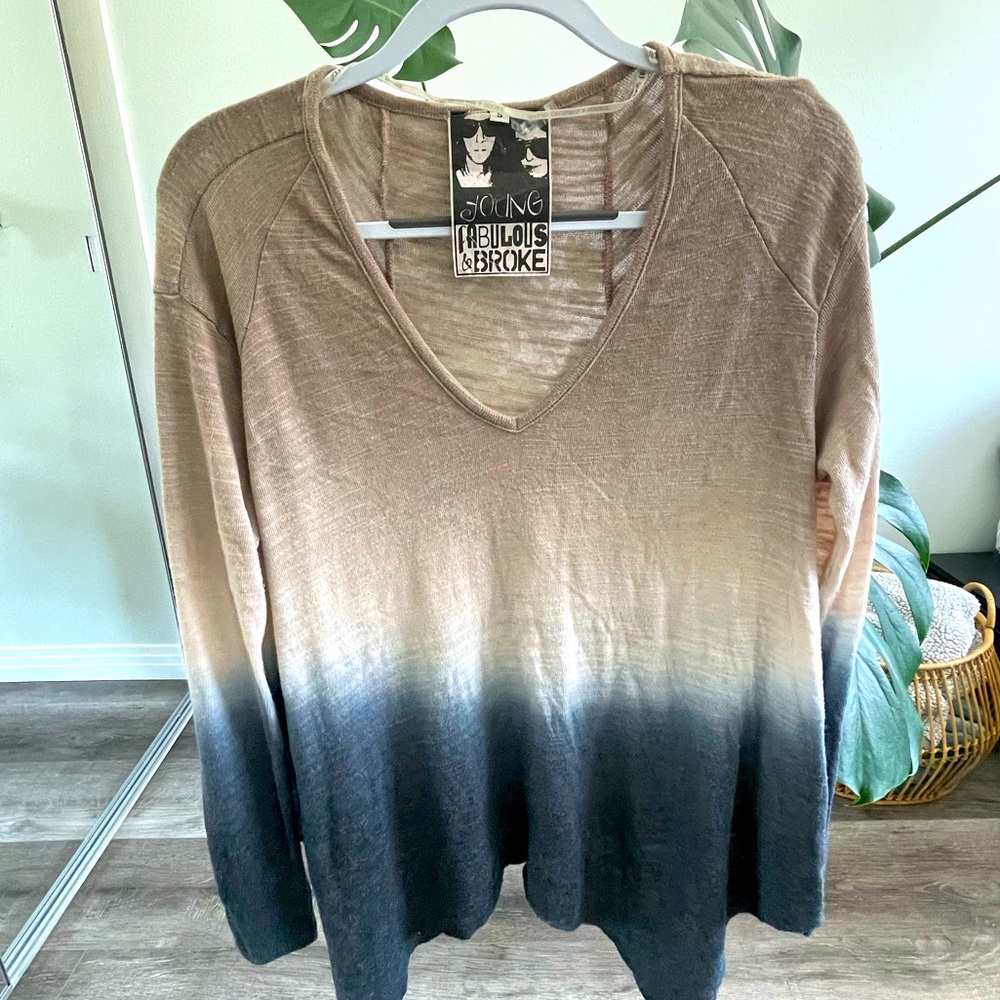 Young Fabulous & Broke V-Neck Poncho Style Ombre Top